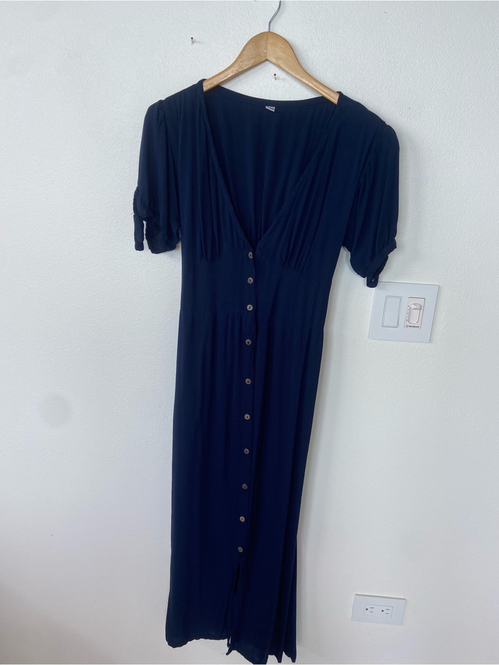 Navy Blue Button front maxi dress